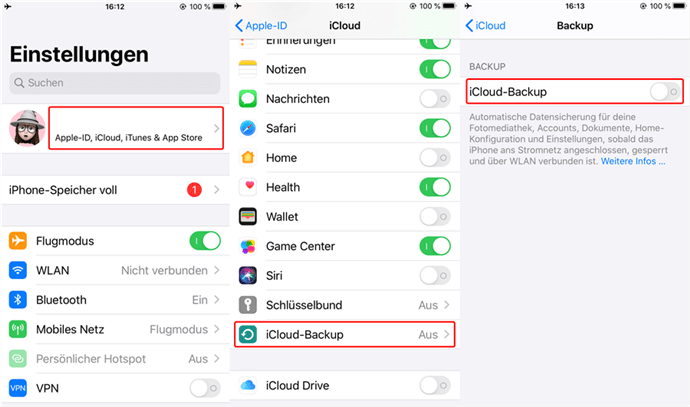 iCloud-Backup auf dem iPhone und iPad öffnen