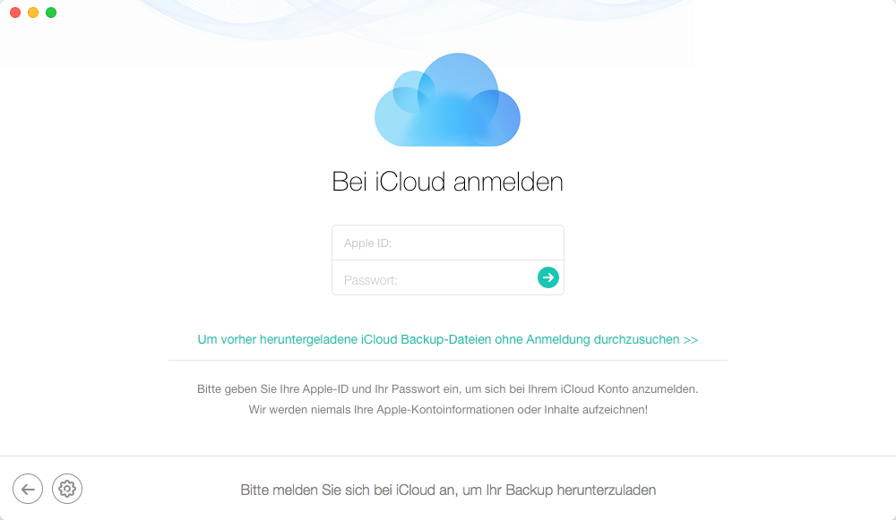 Apple-ID und Passwort eingeben – Schritt 2