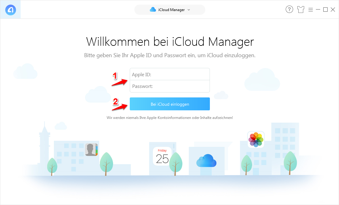 Anderen iCloud Account hinzufügen - Schritt 2
