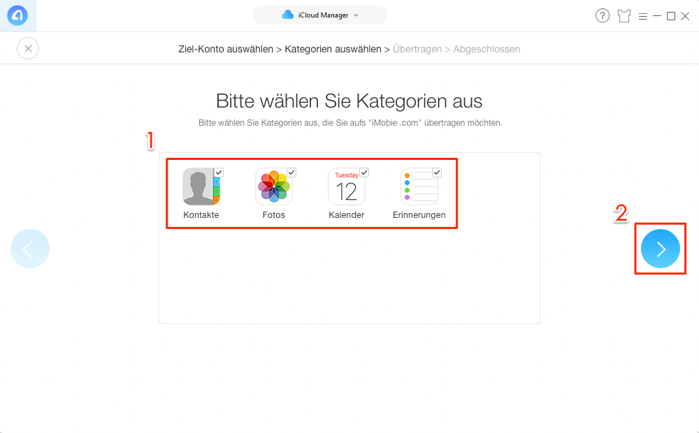 Dateitypen auswählen – Schritt 2