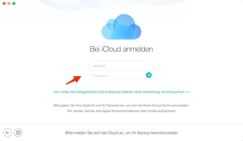 Apple-ID mit auf PhoneRescue einloggen - Schritt 2