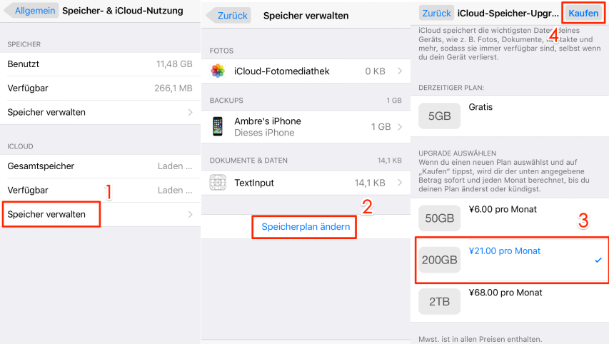 iCloud Speicher kaufen – iCloud Speicher erweitern