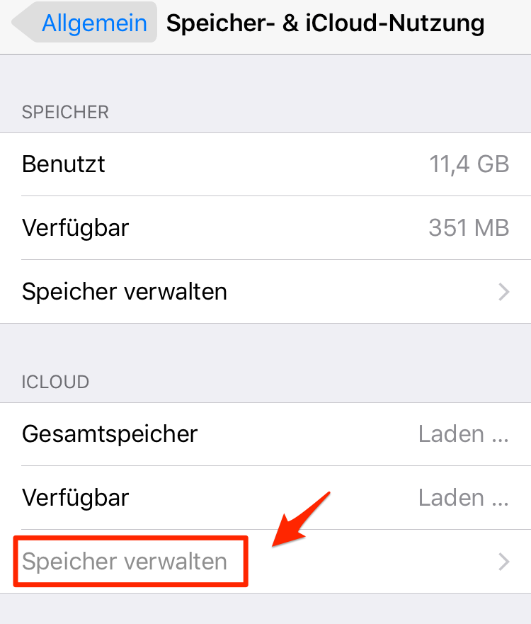 iCloud Speicherplan kündigen – Schritt 2