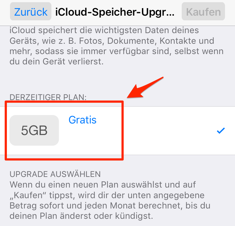 Wie kann man iCloud Speicher kündigen – Schritt 5