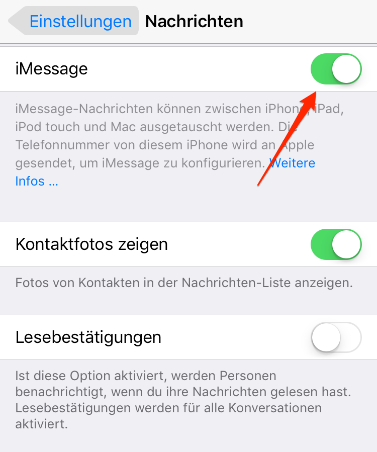 iMessage deaktivieren & aktivieren – Schritt 3