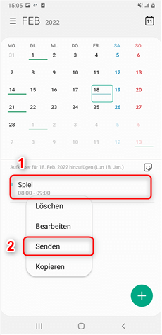 In der App „Kalender“ auf das Ereignis klicken