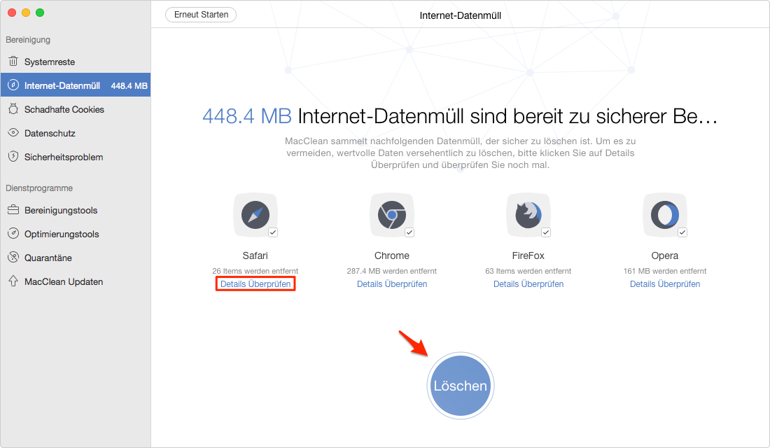 Alle Internet-Cookies vom Mac mit einem Klick löschen - Schritt 2