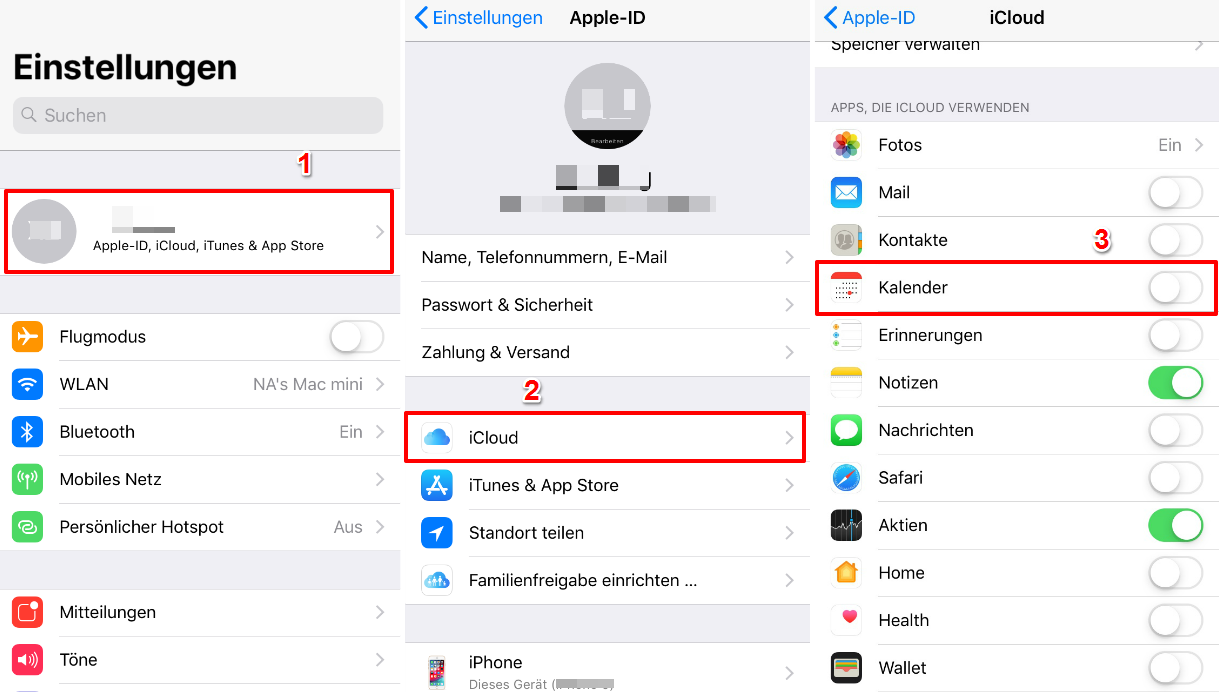 iOS Kalender synchronisiert nicht – iCloud Kalendersynchronisierung erneut aktivieren