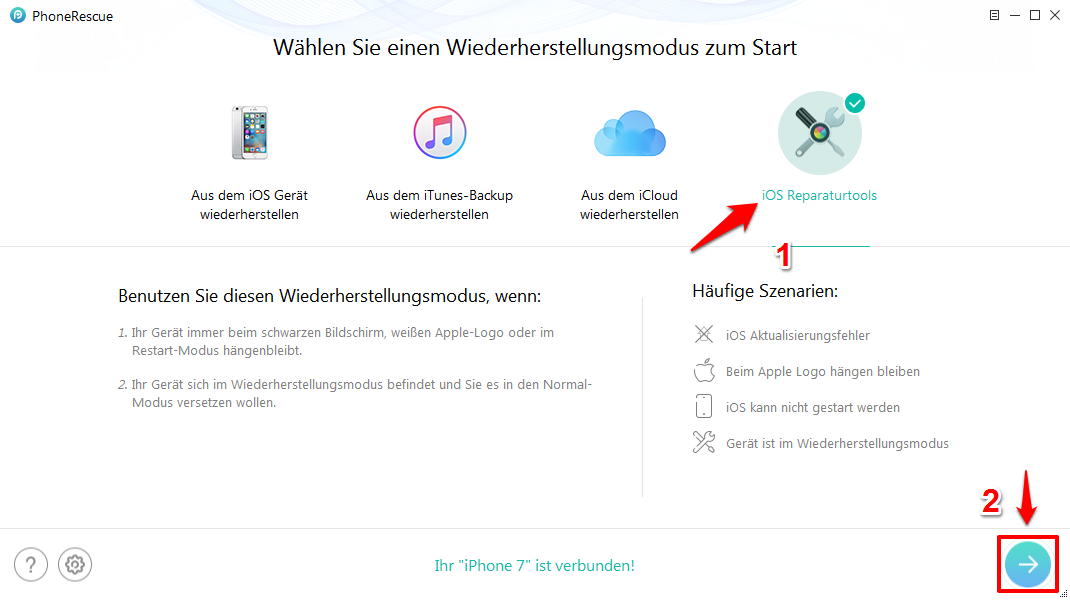 iOS System Recovery – iOS Reparaturtools vom PhoneRescue