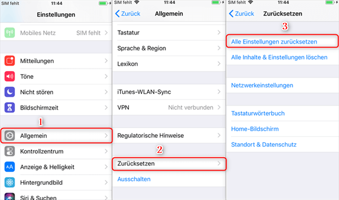 iOS15 - Alle Einstellungen zurücksetzen