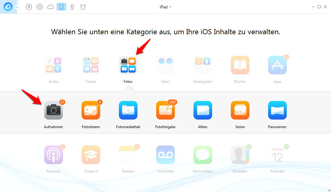 iPad Bilder löschen – Schritt 2