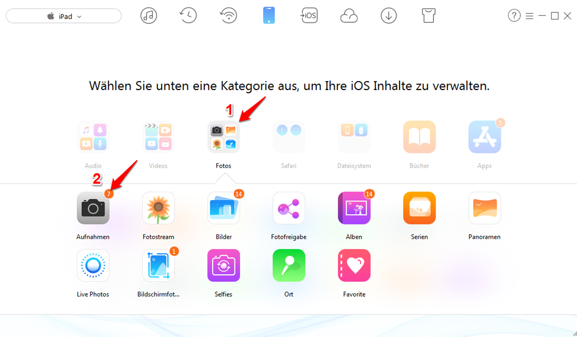 iPad Bilder löschen – Schritt 2