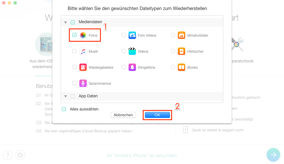 Fotos vom der Listen auswählen – Schritt 2