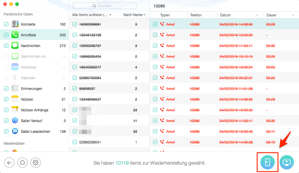 iPhone 4 Daten wiederherstellen ohne Backup – Schritt 3
