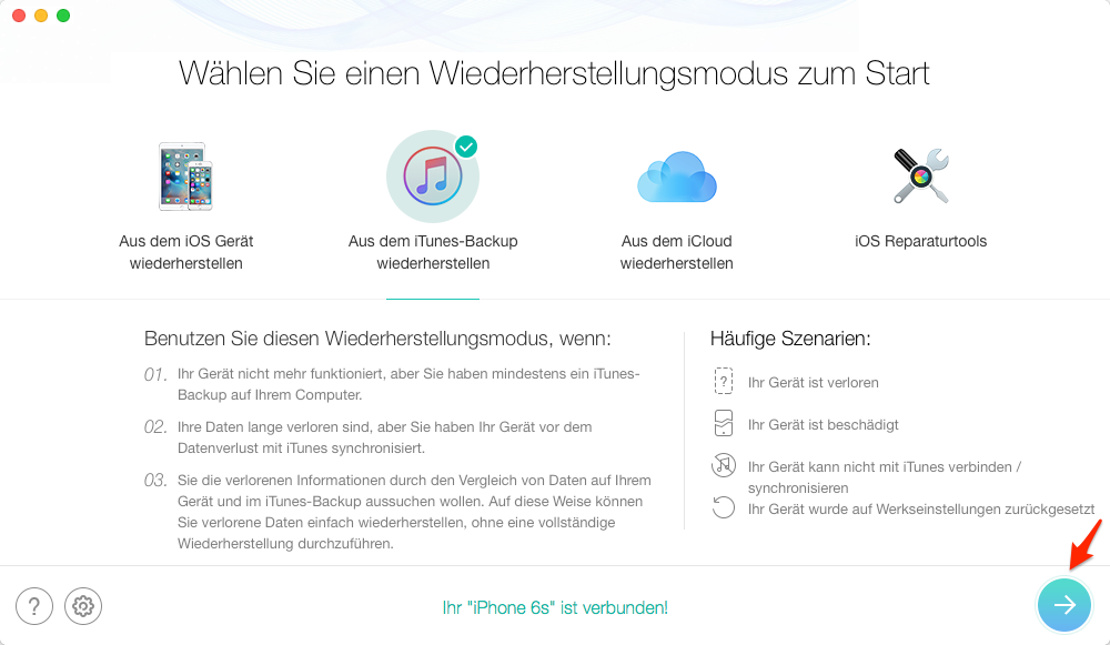 iPhone wiederherstellen über iTunes – Schritt 1