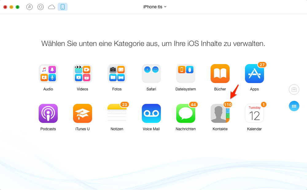Kontakte vom iPhone löschen – Schritt 2