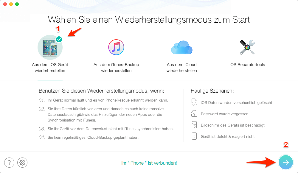 Gelöschte Kontakte wiederherstellen, ohne Backup – Schritt 2