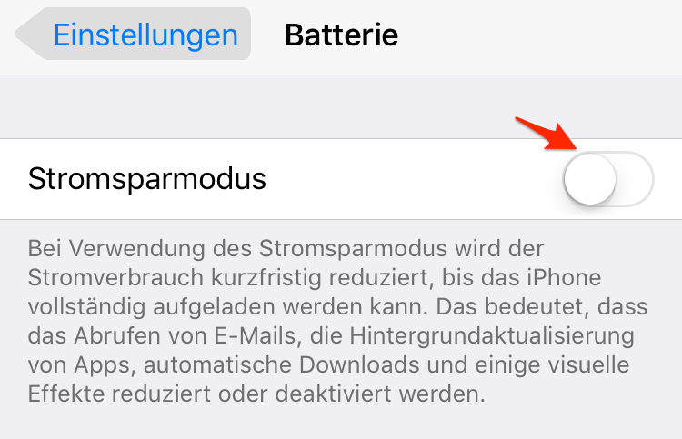 Stromsparmodus einschalten – iPhone Akku schnell leer