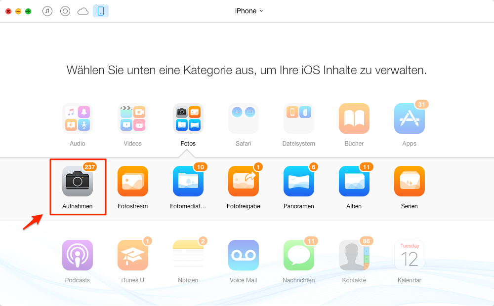 Fotos vom iPhone auf USB-Stick - Schritt 1