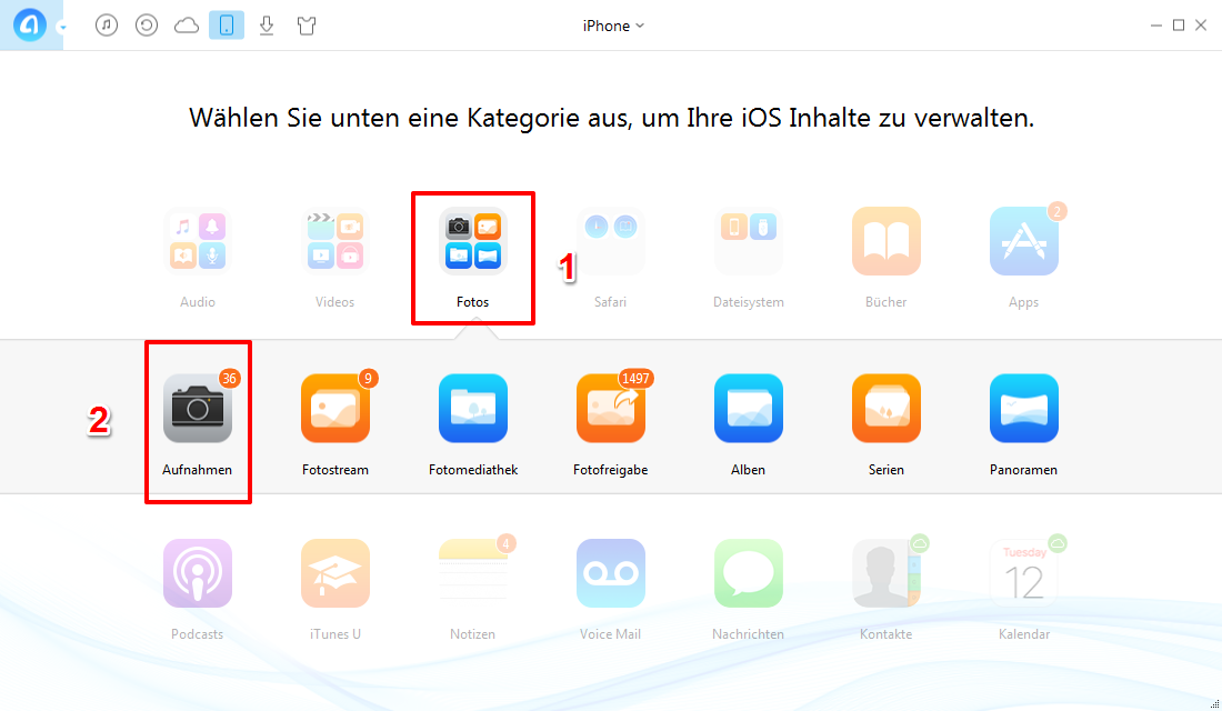 iPhone Kamera Roll auf Computer übertragen - Schritt 2