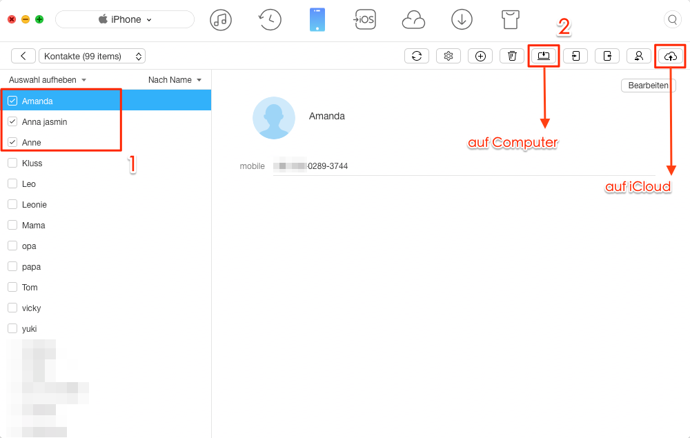Auf Computer oder iCloud! iPhone Kontakte sichern – Schritt 3