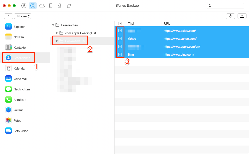 iTunes Safari Lesezeichen exportieren – Schritt 3