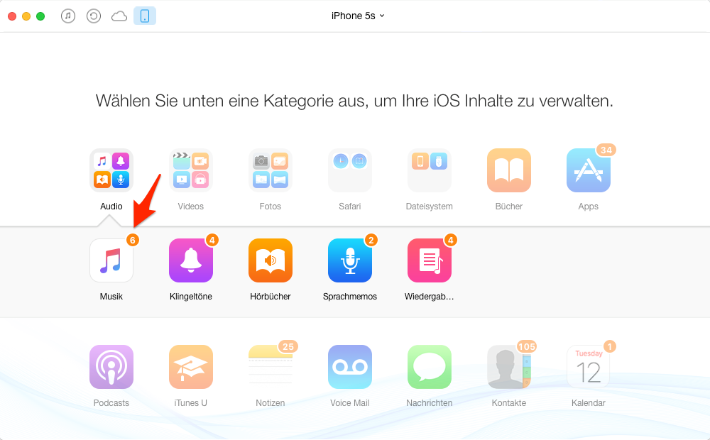 Musik vom iPhone auf USB Stick übertragen – Schritt 3