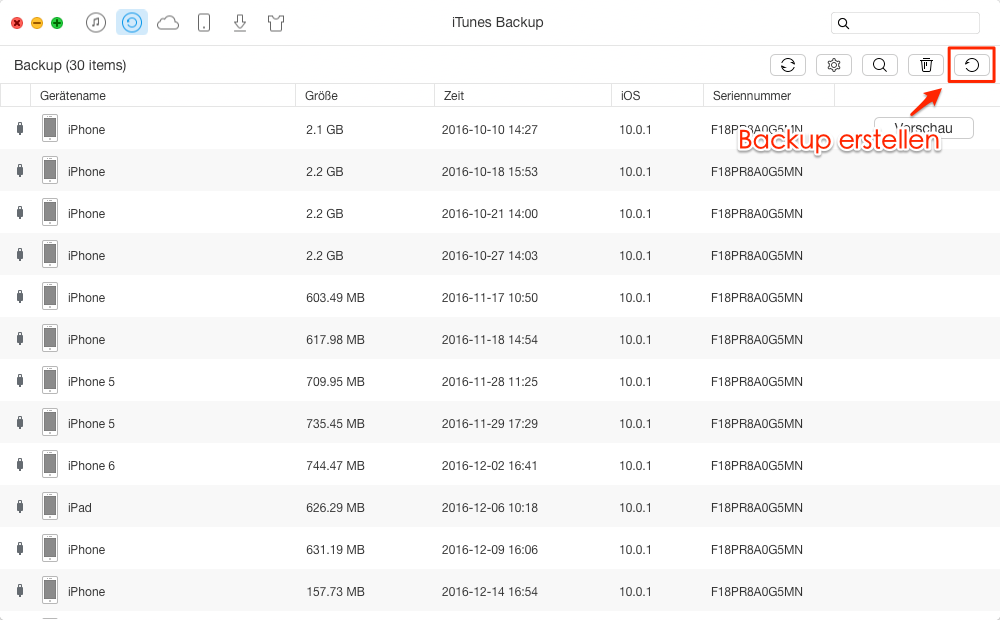 Ohne iCloud/iTunes Nachrichten sichern – Schritt 2
