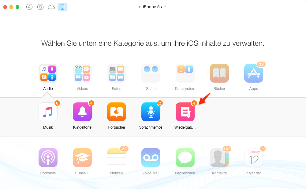 iPhone Wiedergabeliste löschen mit AnyTrans – Schritt 3