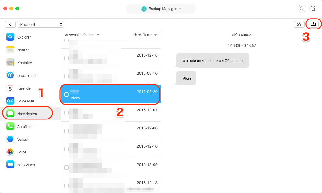 Nachrichten von iPhone auf Mac/Computer mit AnyTrans