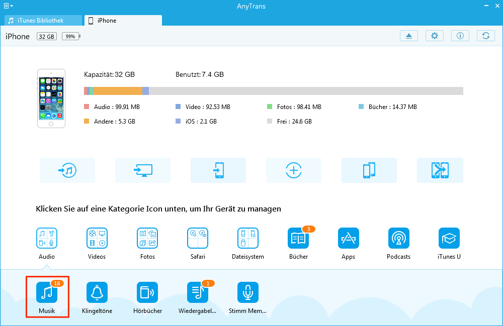 vom iPhone auf PC kostenlos übertragen – Schritt 1