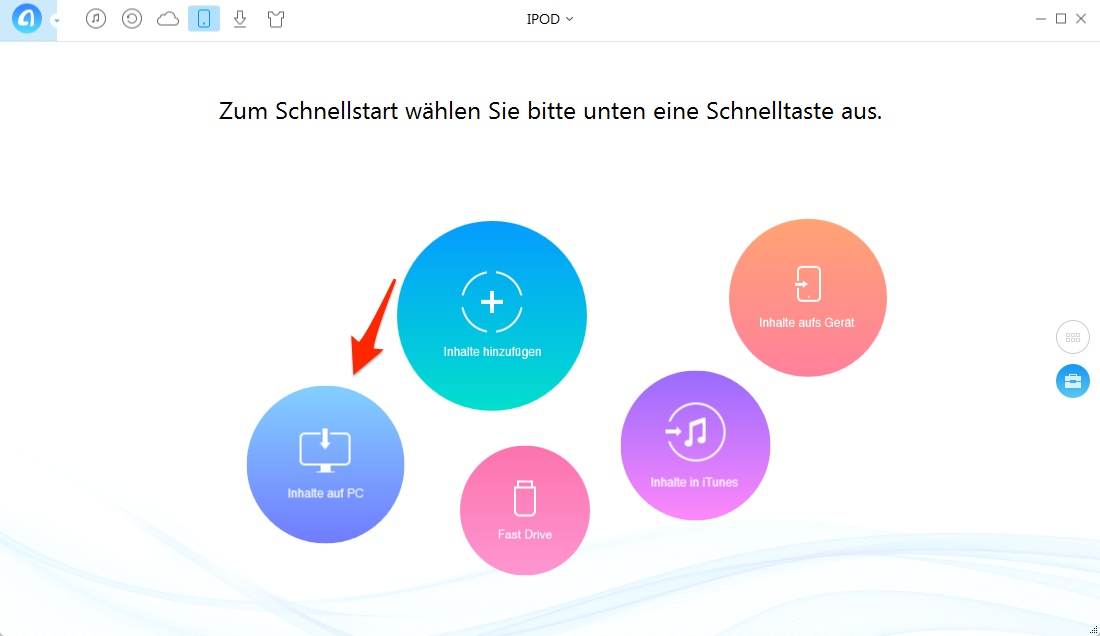 AnyTrans öffnen und „Musik" wählen – Schritt 1