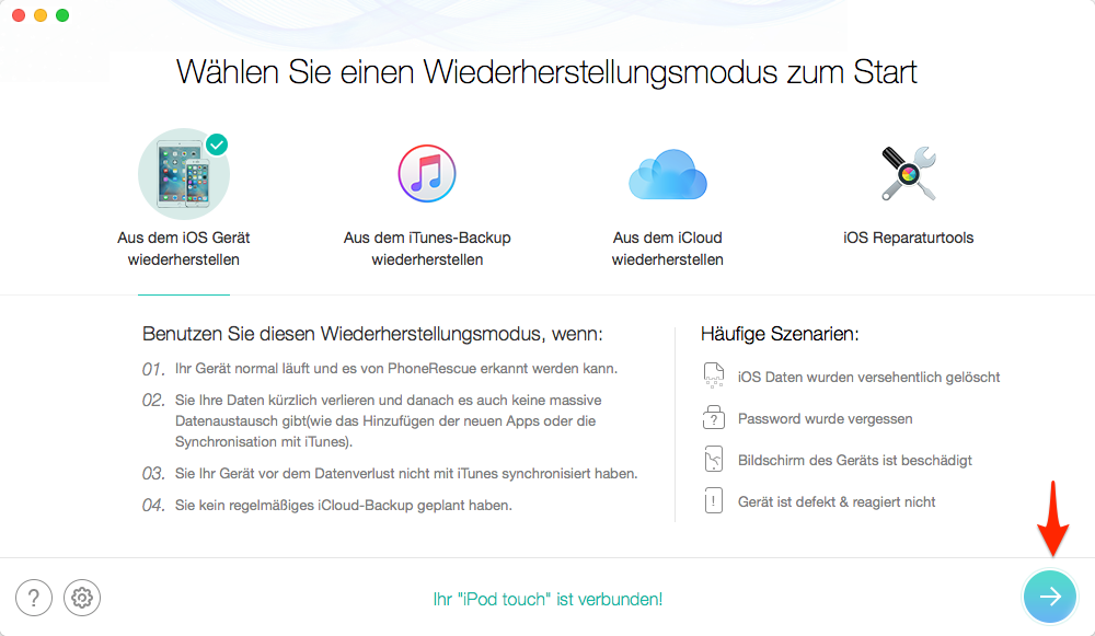 iPod Daten direkt vom Gerät wiederherstellen – Schritt 2