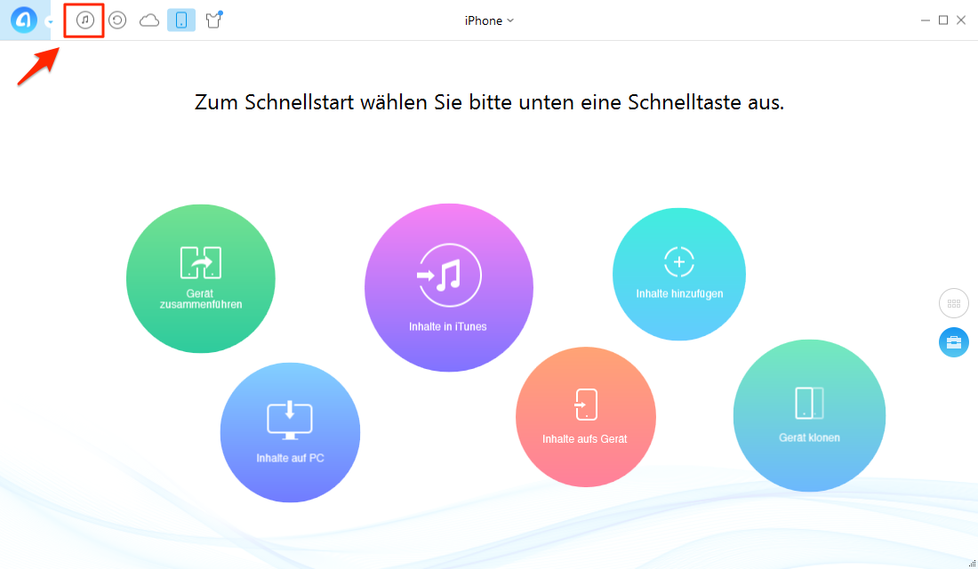 AnyTrans starten und iTunes-Mediathek öffnen – Schritt 1