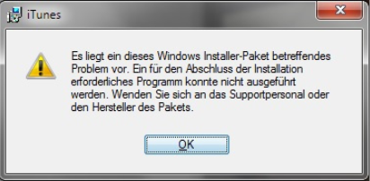 iTunes lässt sich nicht installieren Windows 7