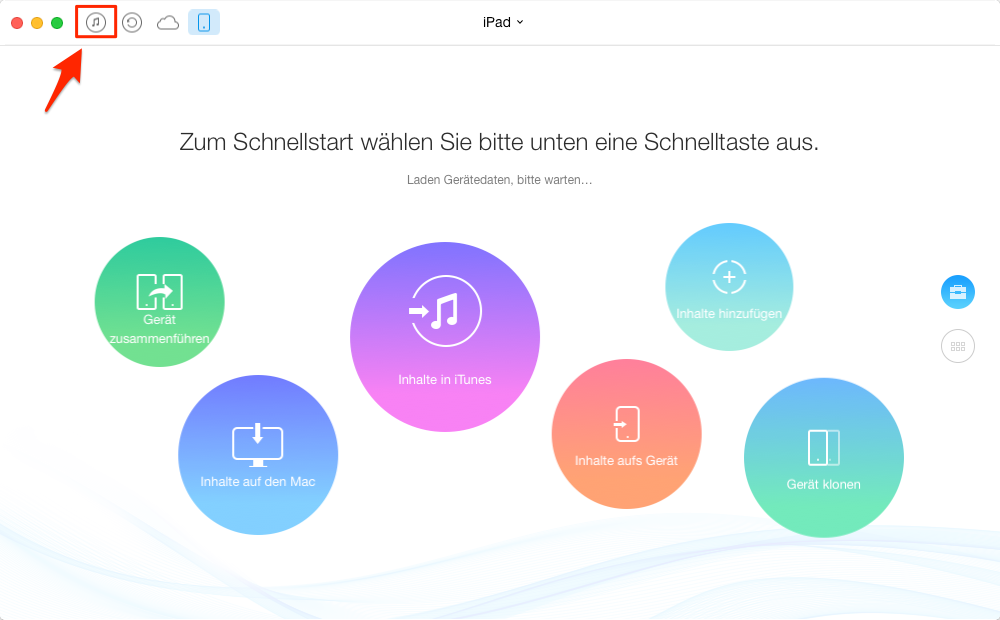 AnyTrans starten und iTunes-Mediathek öffnen - Schritt 1