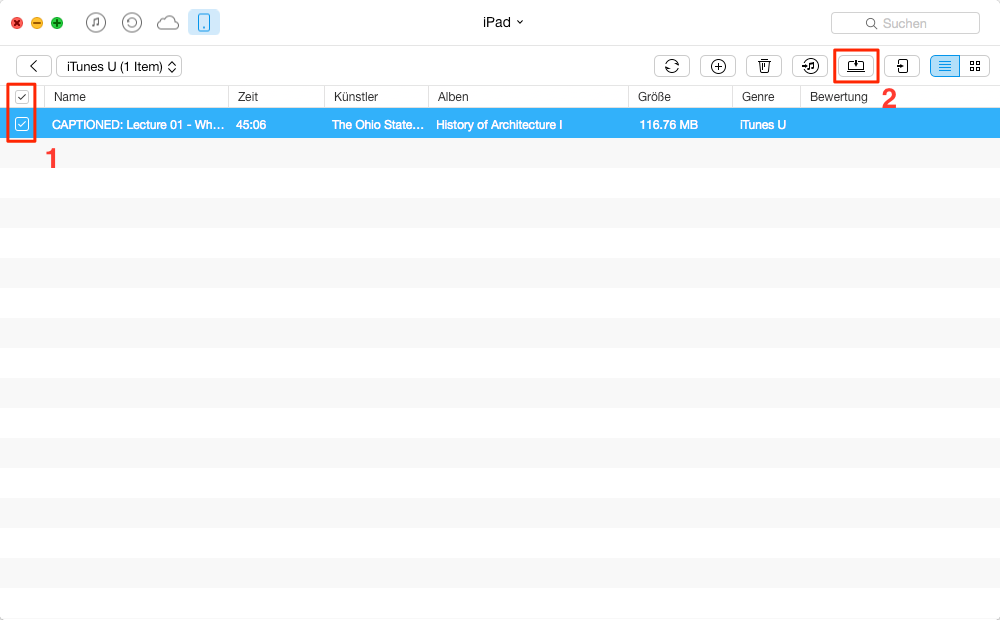 Einfach! iTunes U vom iPad auf Mac übertragen - Schritt 2
