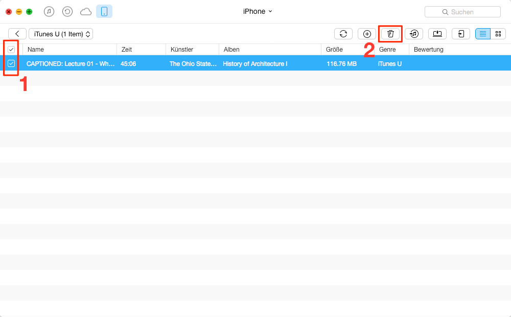Schnell! iTunes U vom iPhone löschen - Schritt 2