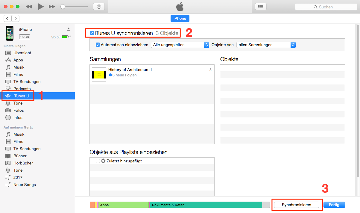 Über iTunes übertragen Sie iTunes U auf iPhone