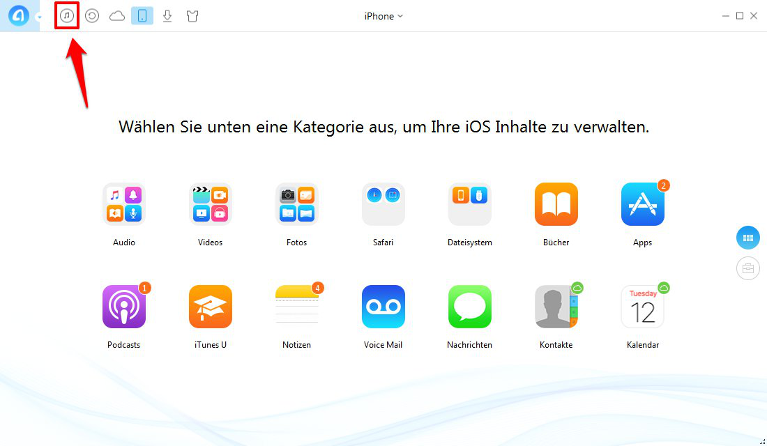 iTunes Wiedergabeliste auf iPhone – Schritt 1
