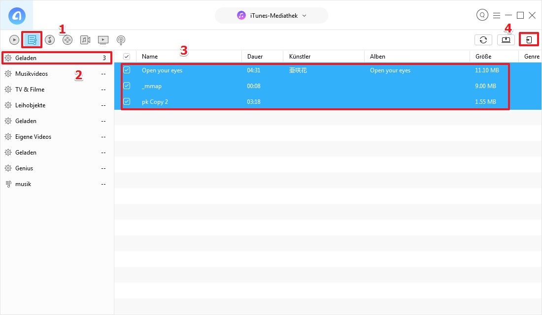 iTunes Wiedergabeliste auf iPhone kopieren – Schritt 2