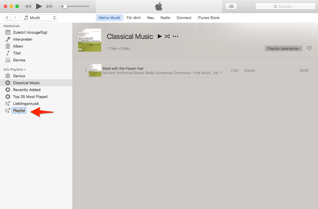 Neue Wiedergabeliste in iTunes erstellen – Schritt 3