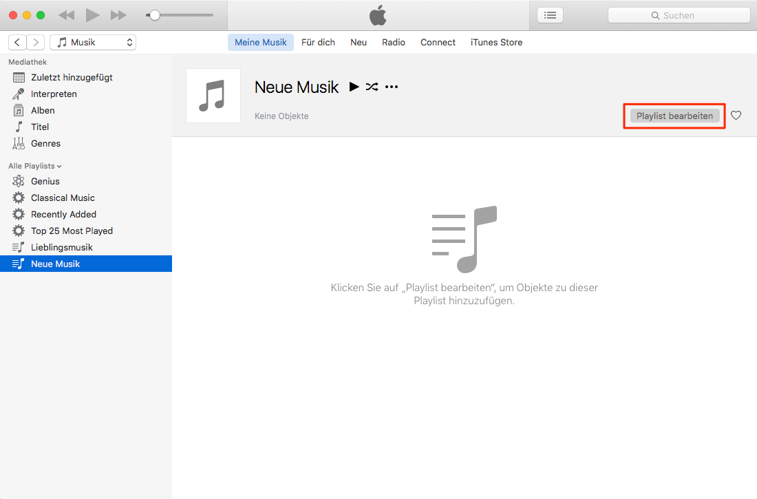 Playlist in iTunes bearbeiten – Schritt 4