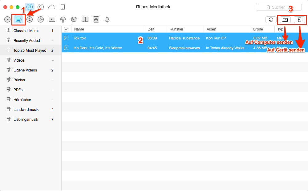 iTunes Wiedergabeliste exportieren – Schritt 2