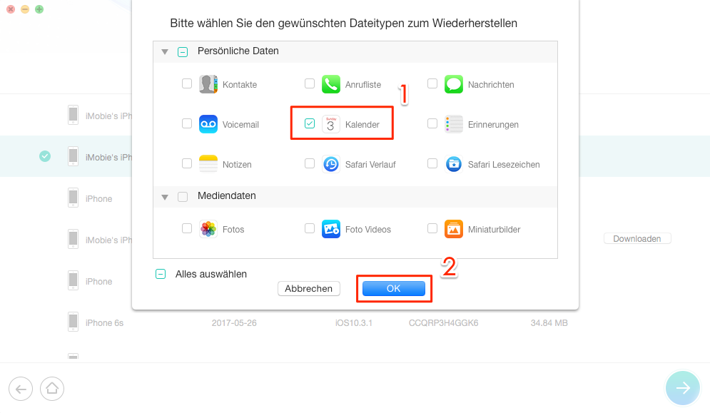 Kalender aktivieren – Schritt 4