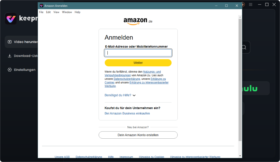 Amazona Prime anmelden