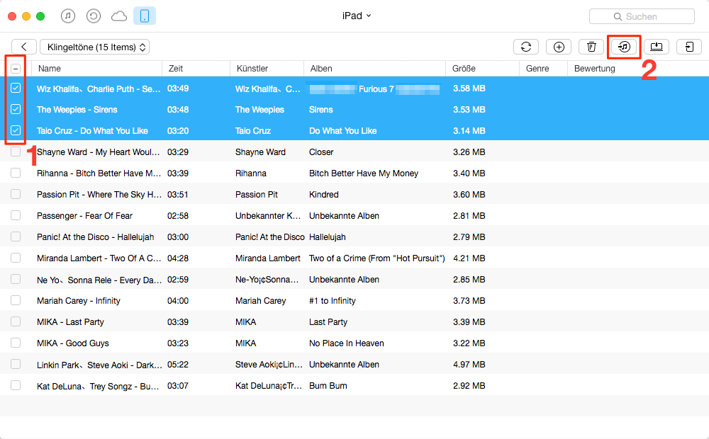 Klingeltöne in iTunes sichern – Schritt 3