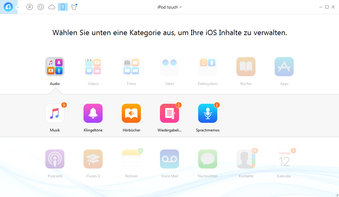 AnyTrans starten und Klingeltöne auswählen – Schritt 2