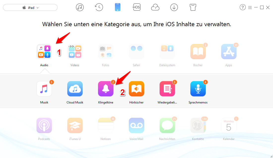iPad Klingelton auf iPhone übertragen – Schritt 2