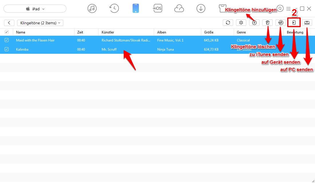 Klingeltöne vom iPad auf iPhone, ohne iTunes – Schritt 3